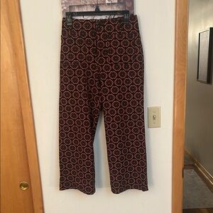 Anthropologie Black and Red Patterned Cropped Pants